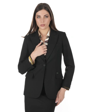 Black women's blazer with single-breasted fastening, lapels and a tailored silhouette | Jackets and Blazers - 2
