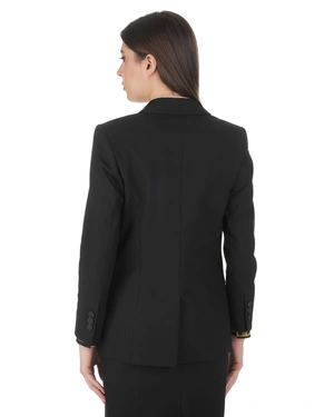 Black women's blazer with single-breasted fastening, lapels and a tailored silhouette | Jackets and Blazers - 3