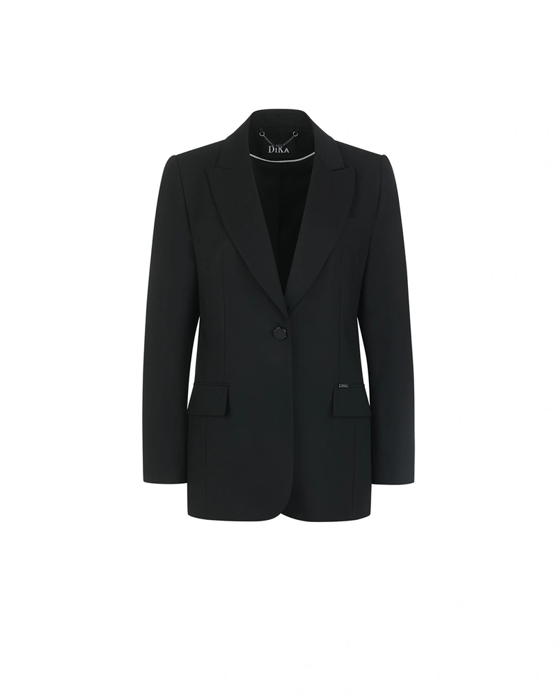 Black women's blazer with single-breasted fastening, lapels and a tailored silhouette | Jackets and Blazers