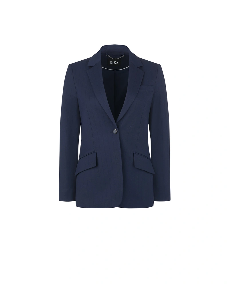 Dark blue single-breasted blazer with fine, delicate sequins | NEW