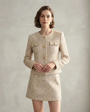 Klasičan strukirani svetlobež blejzer od pamučnog tvida | Poslovna kolekcija - 1