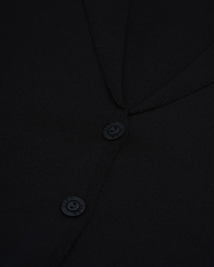 Black knitted blazer with lapel and single-breasted fastening | Pullovers - 2