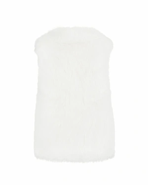 Елек без ръкави, еко кожа с косъм, с ревер | Сака и Палта - 1