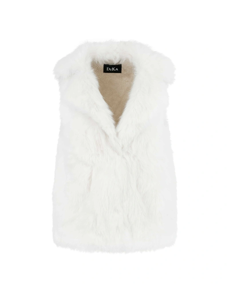 Sleeveless vest, eco fur, with lapel | Jackets and Coats