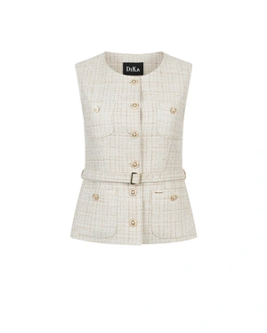 Business vest in white-beige tweed with decorative gold buttons | NEW | Dika.ge Business vest in white-beige tweed with decorative gold buttons | NEW