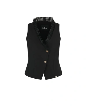 Black vest with chiffon details | Business