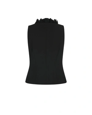 Black vest with chiffon details | Business - 1