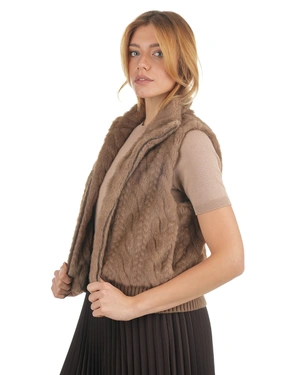 ყავისფერი ფაფუკი ჟილეტი | ქურთუკები და პიჯაკები - 3