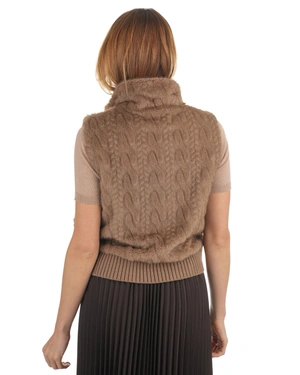 ყავისფერი ფაფუკი ჟილეტი | ქურთუკები და პიჯაკები - 6