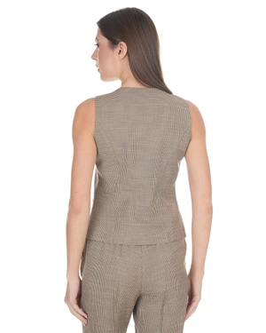 Textured vest in fine beige-brown houndstooth | Jackets and Blazers - 3