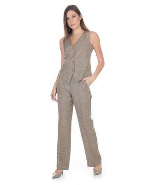 Textured vest in fine beige-brown houndstooth | Jackets and Blazers - 4