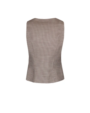 Textured vest in fine beige-brown houndstooth | Jackets and Blazers - 5
