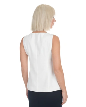 თეთრი სელისა და ვისკოზის ჟილეტი დეკორატიული ღილებით | ქურთუკები და პიჯაკები - 3