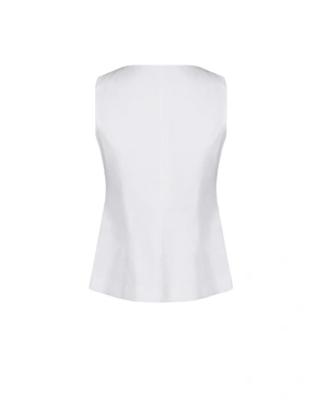 თეთრი სელისა და ვისკოზის ჟილეტი დეკორატიული ღილებით | ქურთუკები და პიჯაკები - 4