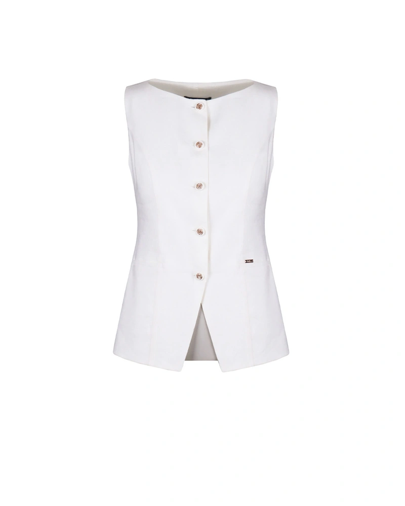 White linen and viscose waistcoat with decorative buttons | Jackets and Blazers