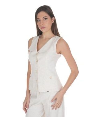 Elegant V-neck waistcoat with collar and satin finish | Jackets and Blazers - 1