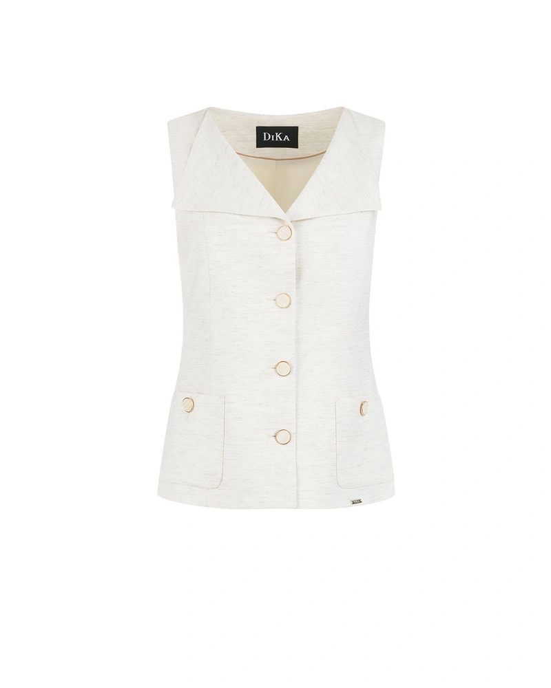 Elegant V-neck waistcoat with collar and satin finish | Jackets and Blazers