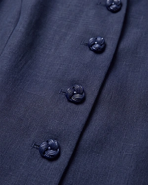 Navy vest in viscose and linen with buttons | Jackets and Blazers - 4