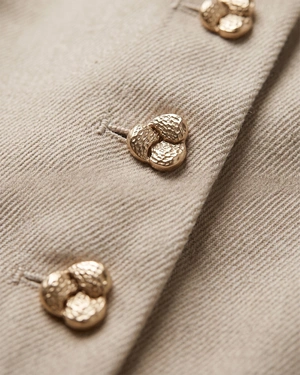 Beige vest in viscose and linen with buttons | Jackets and Blazers - 4