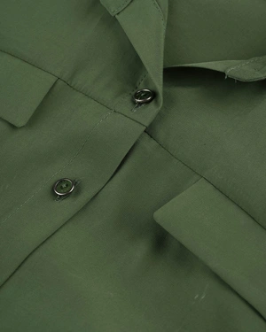 Khaki viscose jumpsuit with short sleeves and straight leg | Jumsuites | Dika.ge - 2 Khaki viscose jumpsuit with short sleeves and straight leg | Jumsuites - 2