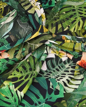 Summer sleeveless jumpsuit made of viscose, with a vibrant tropical print | Jumpsuites - 2