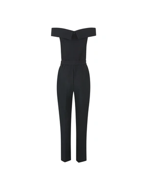 Изискан черен дамски гащеризон с паднало рамо | Casual | Dika.bg - 3 Изискан черен дамски гащеризон с паднало рамо | Casual - 3