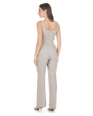 Elegant jumpsuit from 100% linen with an accent on the waist | Jumpsuites - 3