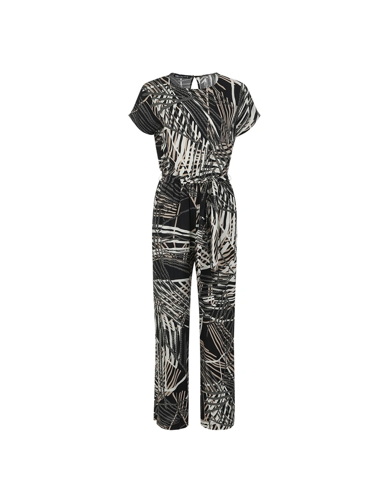 ელეგანტური კომბინიზონი 100% ვისკოზის ქსოვილიდან გრაფიკული პრინტით | კომბინეზონები