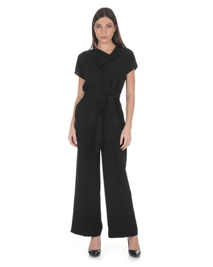 შავი კომბინიზონი თავისუფალი სილუეტით | ყოველდღიური - 1