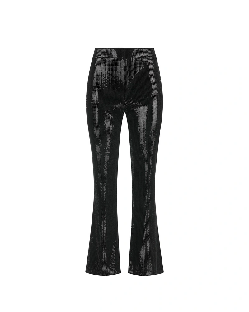 Black leggings with delicate sequins | Trousers