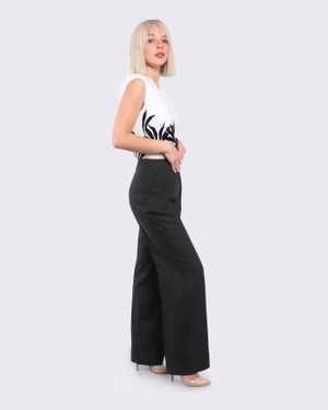 Straight linen trousers | Trousers - 3