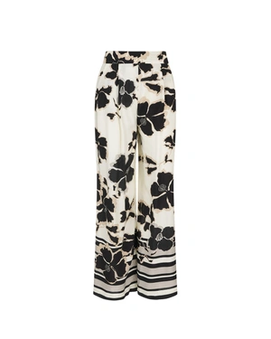 Straight trousers - pajama style, viscose with contrasting floral print | SUMMER COLLECTION | Dikastore.ro Straight trousers - pajama style, viscose with contrasting floral print | SUMMER COLLECTION