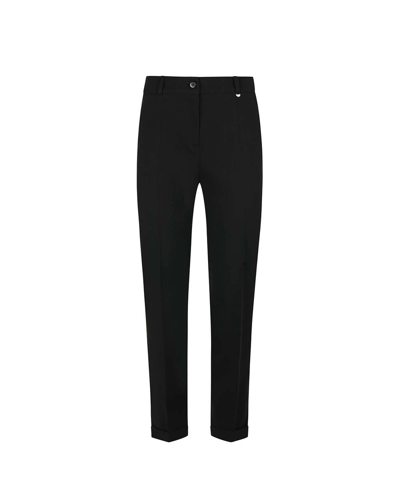 შავი კლასიკური შარვალი ნაკეცით და იტალიური ჯიბით | შარვლები და ელასტიკები