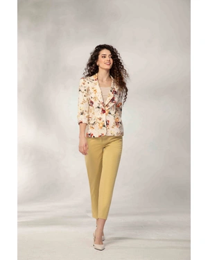 Summer cotton ankle-length trousers, tapered leg, with Italian pocket, in ochre color | SUMMER COLLECTION - 3