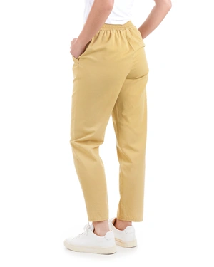 Summer cotton ankle-length trousers, tapered leg, with Italian pocket, in ochre color | SUMMER COLLECTION - 5