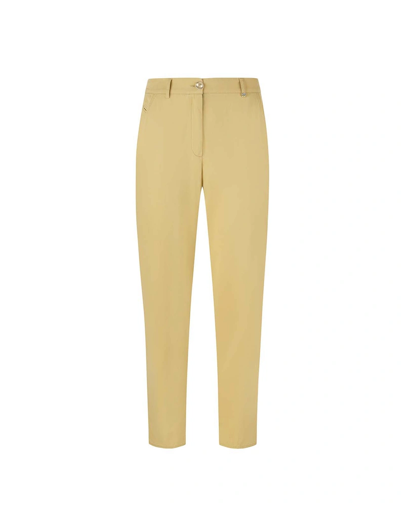 Pantaloni de vara din bumbac, lungime la glezna, picior conic, cu buzunar italian, de culoare ocru | COLECTIE DE VARĂ | Dikastore.ro Pantaloni de vara din bumbac, lungime la glezna, picior conic, cu buzunar italian, de culoare ocru | COLECTIE DE VARĂ