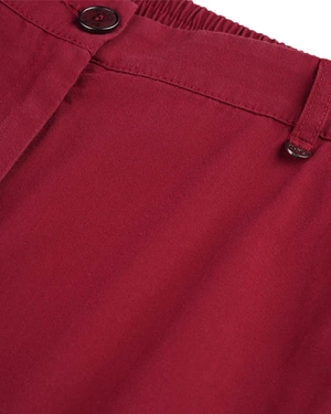 Summer cotton ankle-length trousers, tapered leg, with Italian pocket, in burgundy color | Trousers and Leggings - 2