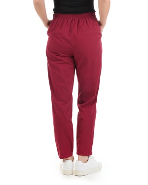 Summer cotton ankle-length trousers, tapered leg, with Italian pocket, in burgundy color | Trousers and Leggings - 3