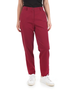 Summer cotton ankle-length trousers, tapered leg, with Italian pocket, in burgundy color | Trousers and Leggings - 4