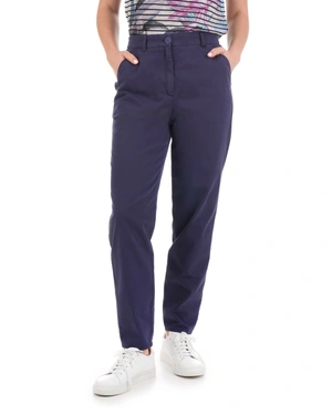 Summer cotton ankle-length trousers, tapered leg, with Italian pocket, in dark blue |  - 2