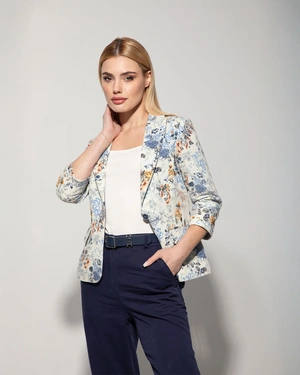 Summer cotton ankle-length trousers, tapered leg, with Italian pocket, in dark blue |  - 4