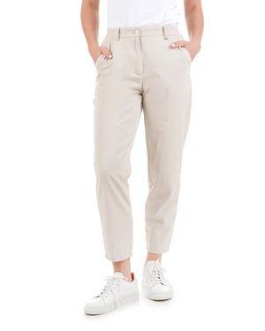 Pantaloni de vara din bumbac, lungime la glezna, cu buzunar italian, de culoare bumbac natural | Pantaloni | Dikastore.ro - 3 Pantaloni de vara din bumbac, lungime la glezna, cu buzunar italian, de culoare bumbac natural | Pantaloni - 3