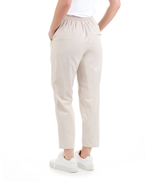 Pantaloni de vara din bumbac, lungime la glezna, cu buzunar italian, de culoare bumbac natural | Pantaloni | Dikastore.ro - 4 Pantaloni de vara din bumbac, lungime la glezna, cu buzunar italian, de culoare bumbac natural | Pantaloni - 4