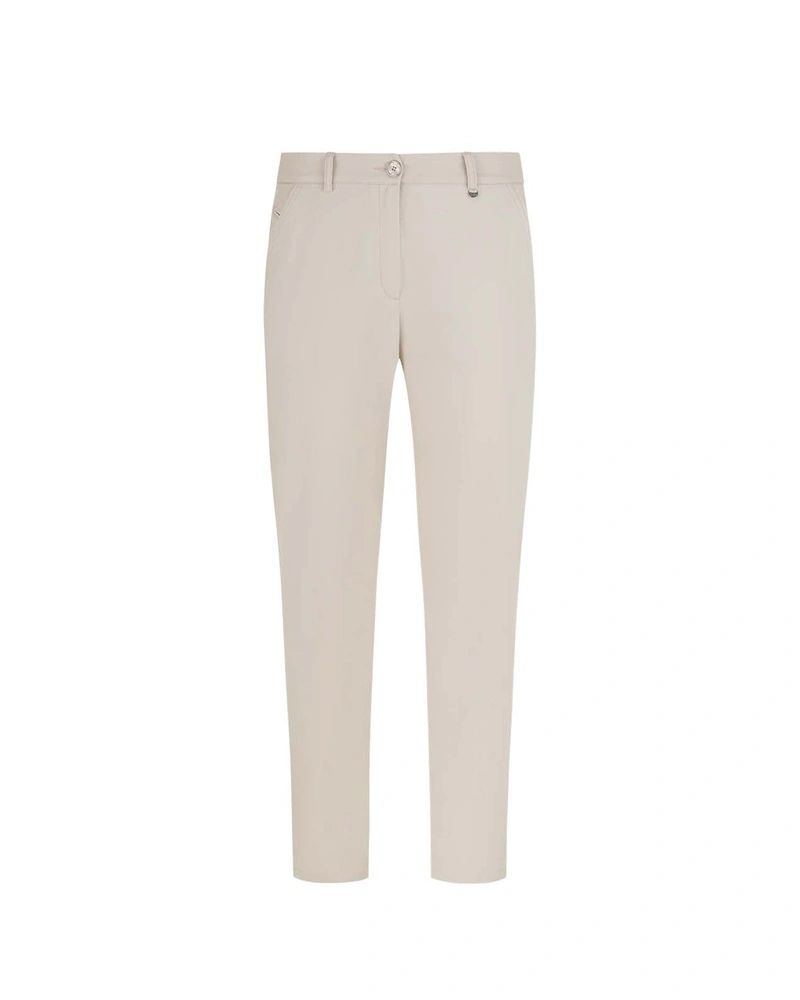 Summer cotton ankle-length trousers, tapered leg, with Italian pocket, in natural cotton color | SUMMER COLLECTION