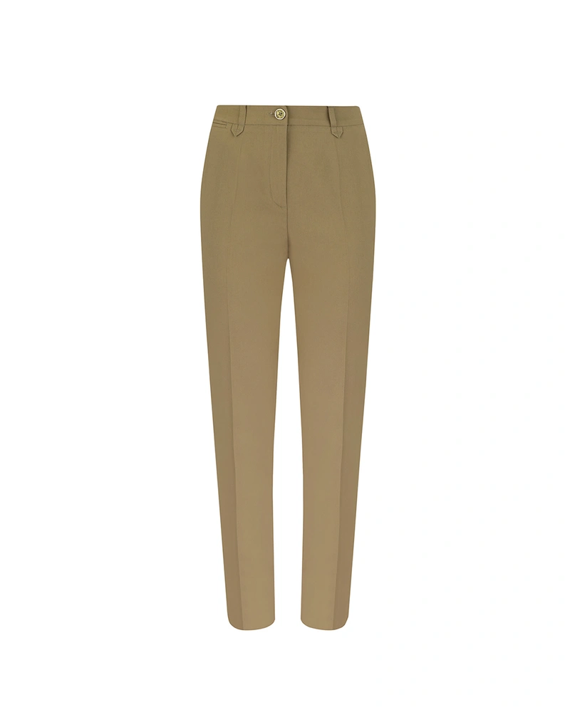 Khaki trousers with a crease, tapered leg, and Italian pocket | SUMMER COLLECTION