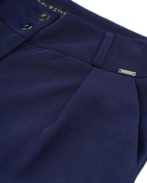 Pantaloni de vara din vascoza albastru inchis, talie inalta | Pantaloni și Colanți - 2