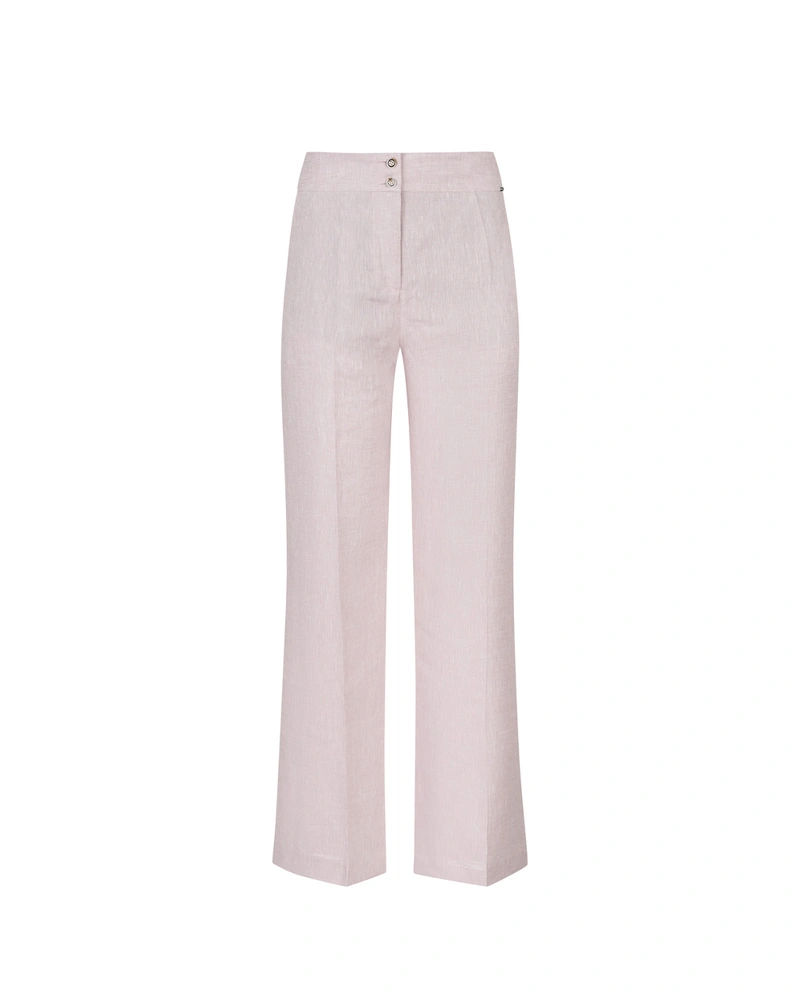 High-waisted straight linen trousers | Trousers