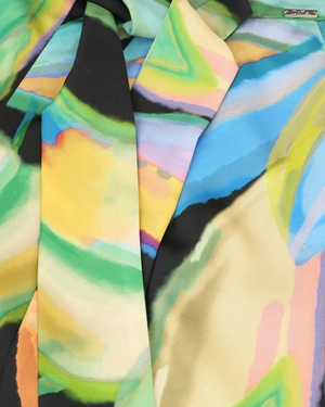 Summer trousers with tropical print, wide leg, and fabric belt | Trousers and Leggings - 2