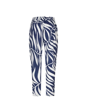 Summer trousers with white and blue print | Trousers - 1