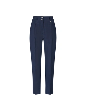 Dark blue summer trousers with high waist | Trousers and Leggings | Dika.bg Dark blue summer trousers with high waist | Trousers and Leggings